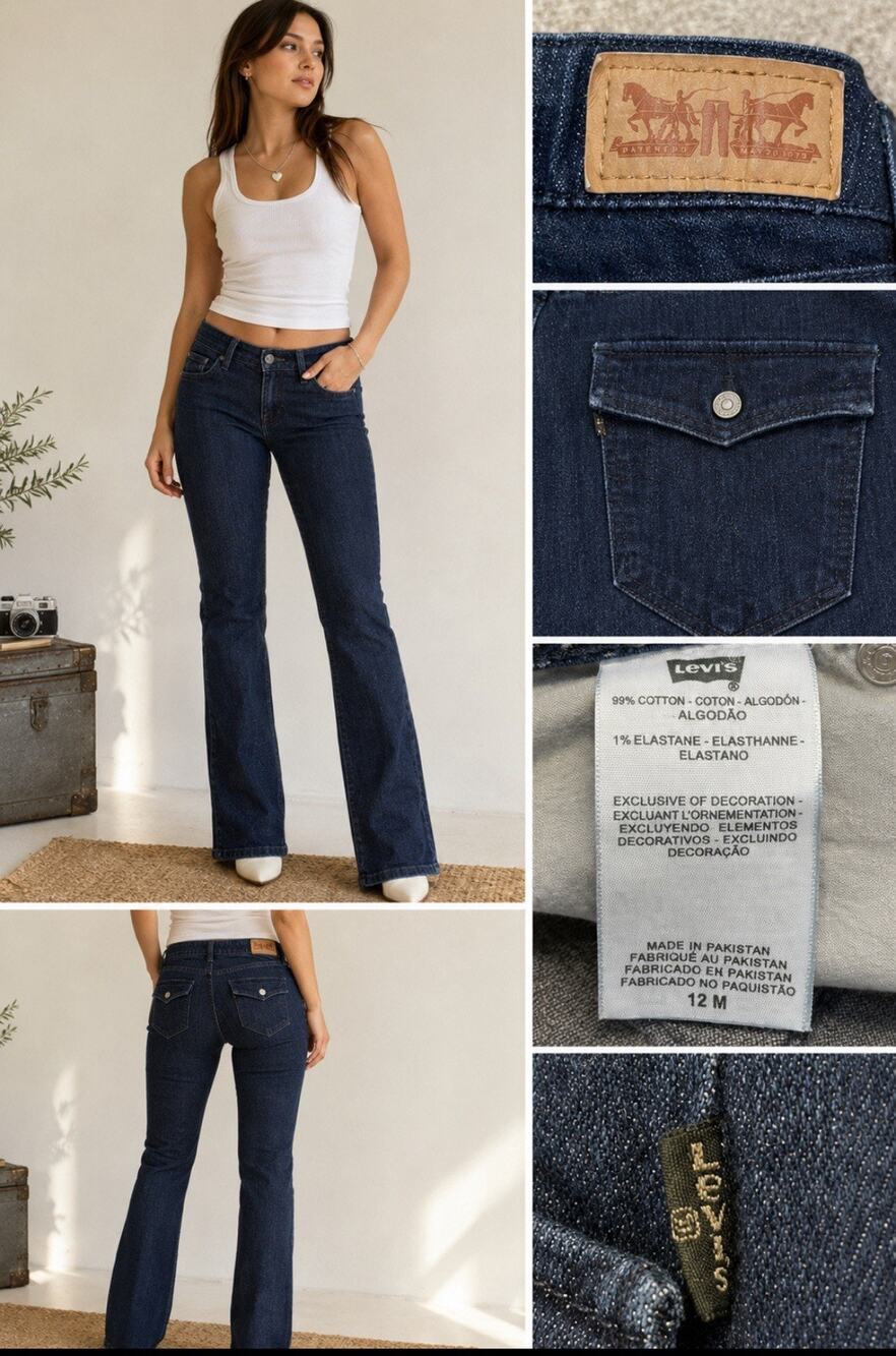 Levi's Women's 525 Perfect Waist Straight Leg Jeans Size 12 Dark Wash Indigo